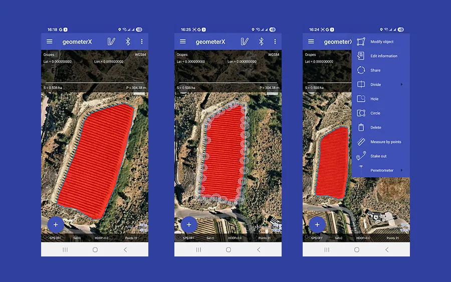 Geometer SCOUT App. Expanded options for Area Management
